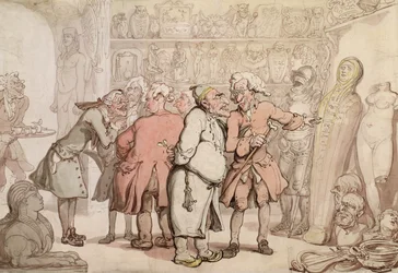 Un gruppo di antiquari, c.1805 (penna e inchiostro con acquerello su carta)